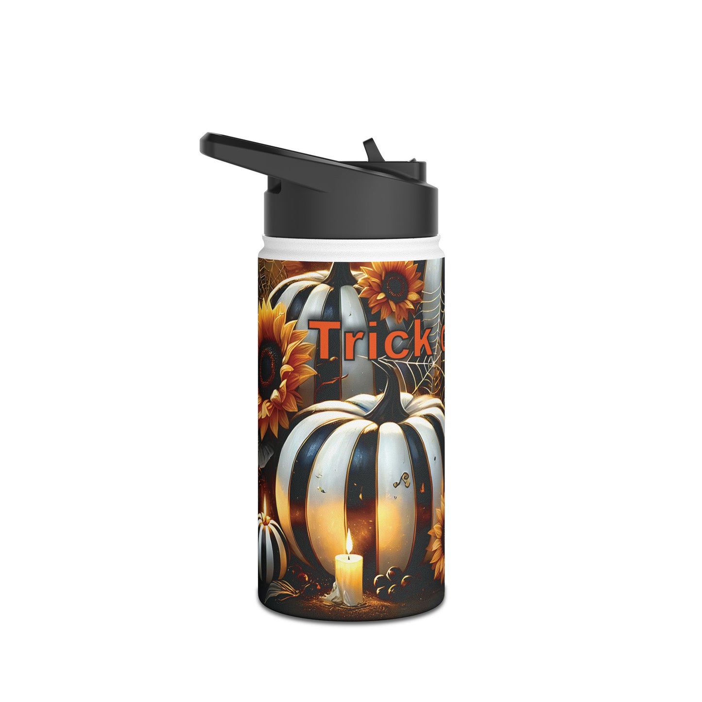 Halloween Themed Stainless Steel Water Bottle, Trick or Treat, Fall Decor, Sunflower Design, Eco-Friendly Hydration