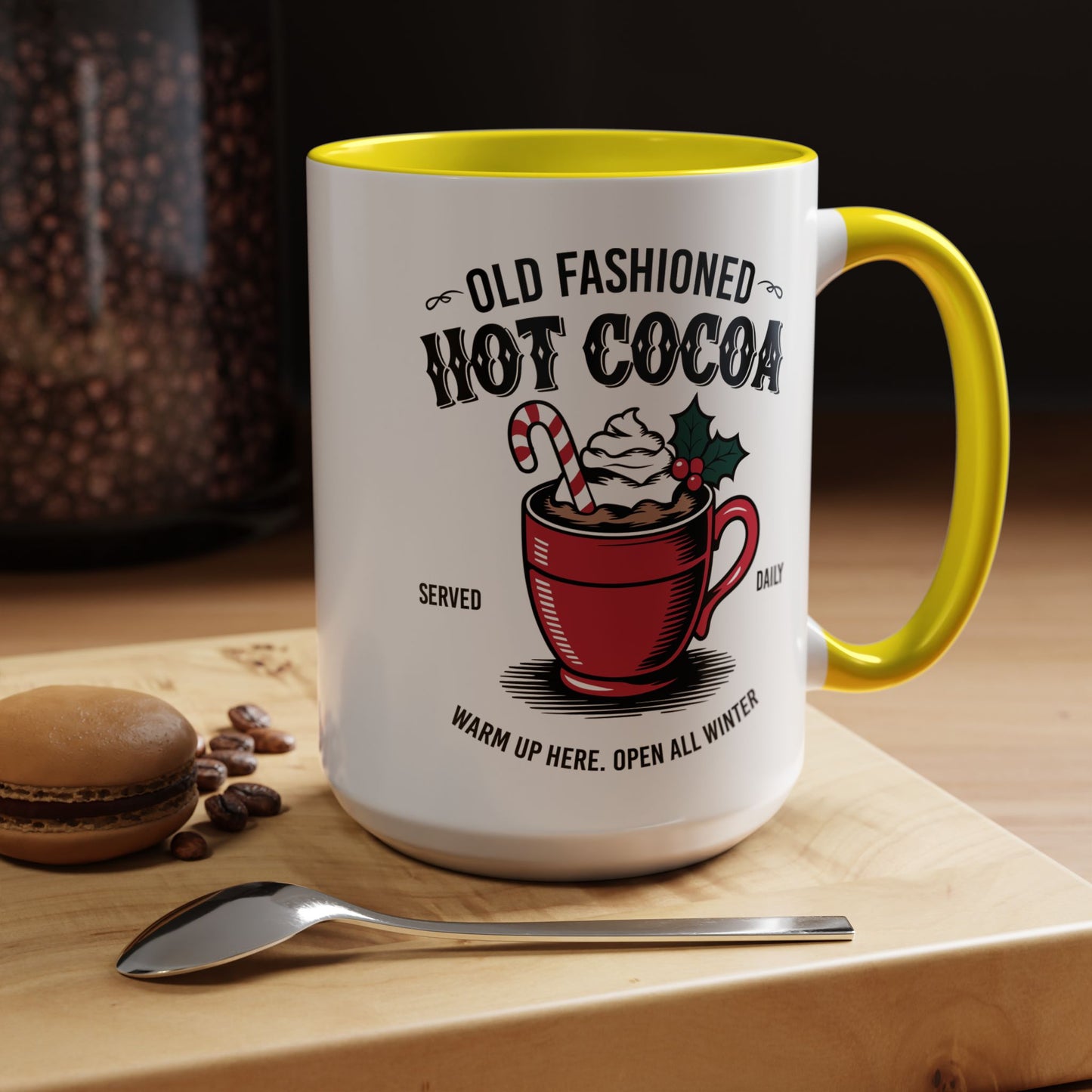 Holiday Hot Chocolate Cup with Handle 15oz