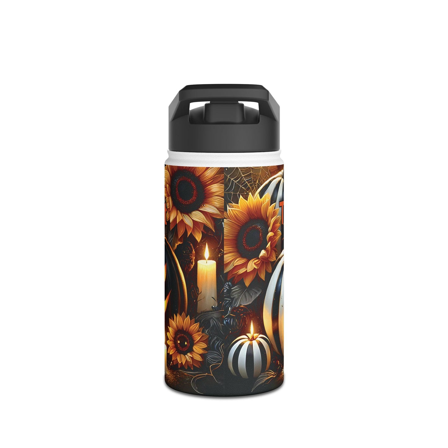 Halloween Themed Stainless Steel Water Bottle, Trick or Treat, Fall Decor, Sunflower Design, Eco-Friendly Hydration