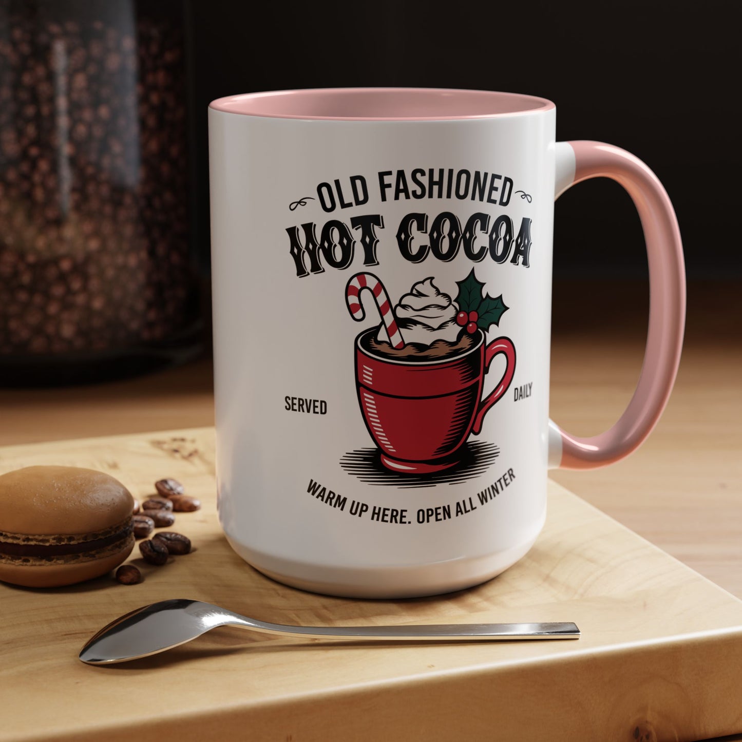 Holiday Hot Chocolate Cup with Handle 15oz