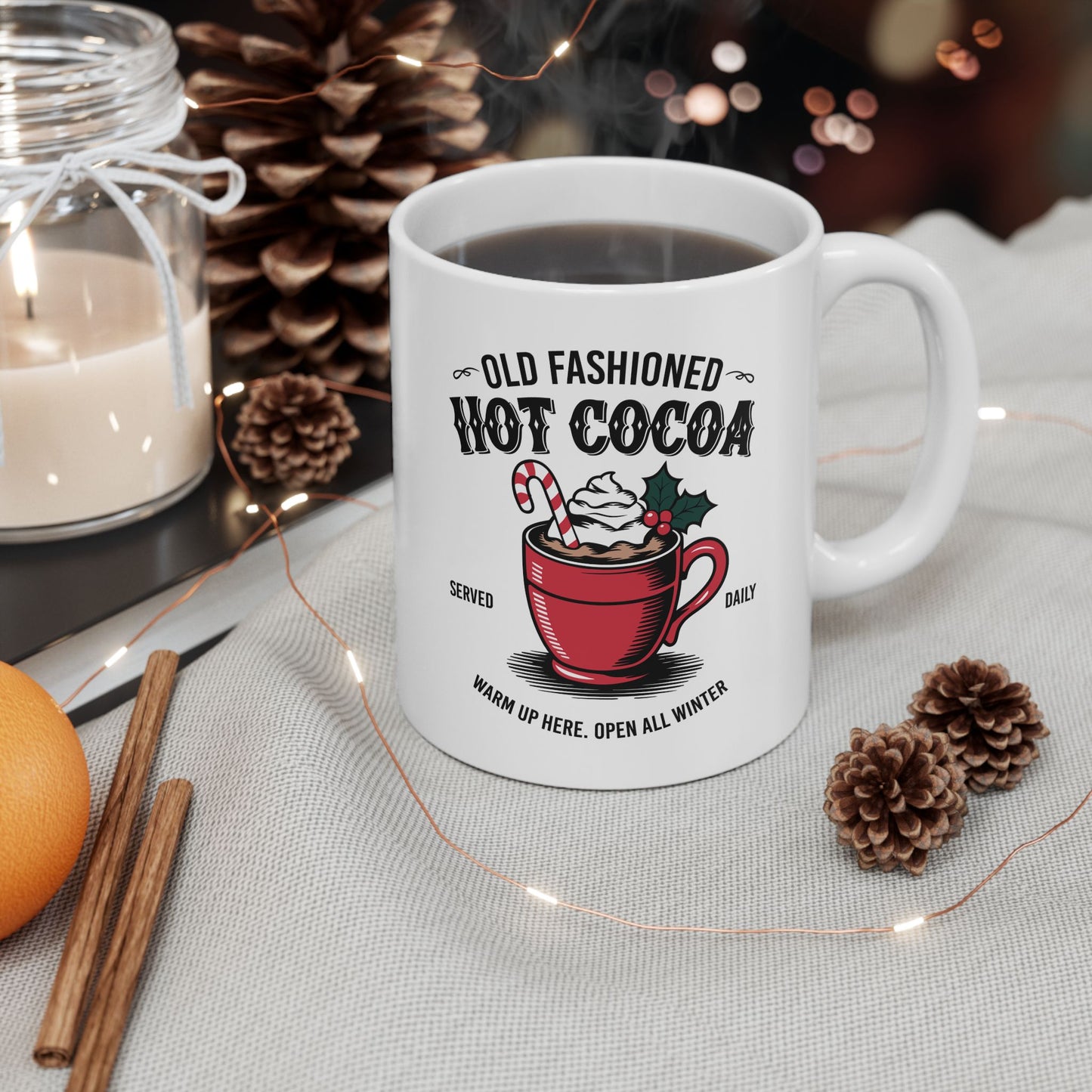 Cozy Hot Chocolate Ceramic Mug 11oz