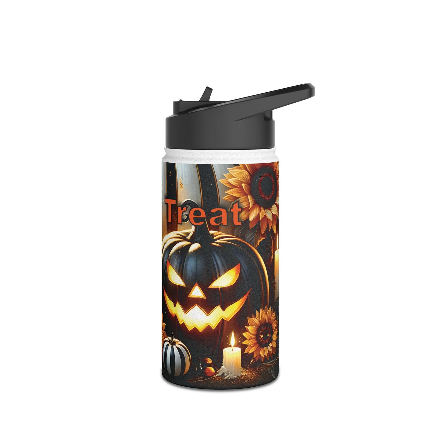Halloween Themed Stainless Steel Water Bottle, Trick or Treat, Fall Decor, Sunflower Design, Eco-Friendly Hydration